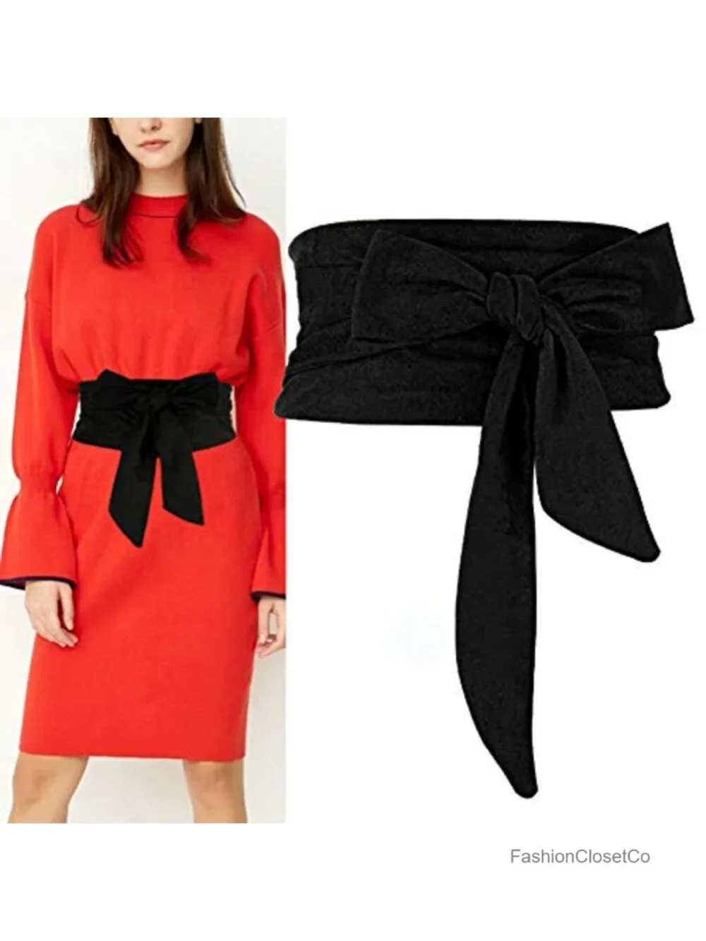 Women's Bowknot Self Tie Wrap Around Obi Waist Belt Cinch Boho Accessory